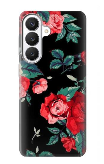 S3112 Rose Floral Pattern Black Hülle Schutzhülle Taschen für Samsung Galaxy S26