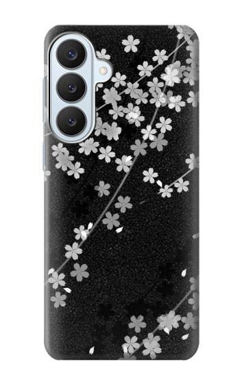 S2544 Japanese Kimono Style Black Flower Pattern Hülle Schutzhülle Taschen für Samsung Galaxy S26 Plus