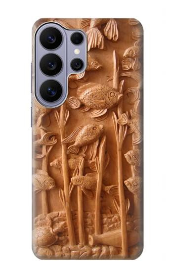 S1307 Fish Wood Carving Graphic Printed Hülle Schutzhülle Taschen für Samsung Galaxy S26 Ultra