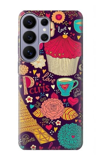 S2353 Paris Cartoon Vintage Pattern Hülle Schutzhülle Taschen für Samsung Galaxy S26 Ultra