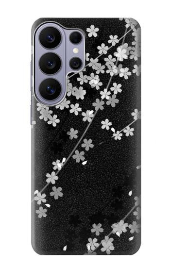 S2544 Japanese Kimono Style Black Flower Pattern Hülle Schutzhülle Taschen für Samsung Galaxy S26 Ultra