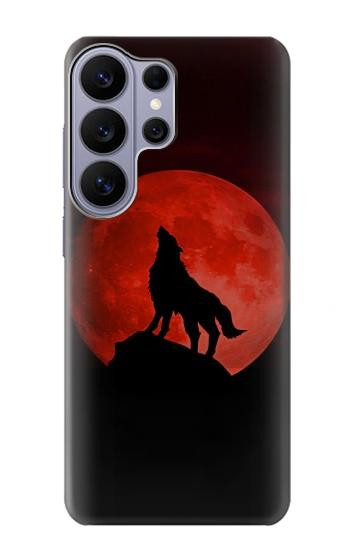 S2955 Wolf Howling Red Moon Hülle Schutzhülle Taschen für Samsung Galaxy S26 Ultra
