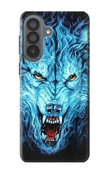 S0752 Blue Fire Grim Wolf Hülle Schutzhülle Taschen für Samsung Galaxy A37