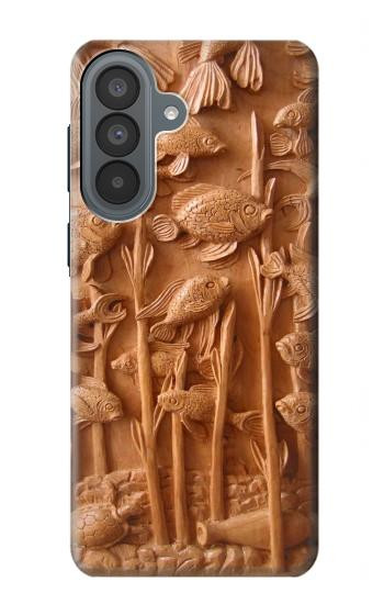 S1307 Fish Wood Carving Graphic Printed Hülle Schutzhülle Taschen für Samsung Galaxy A37