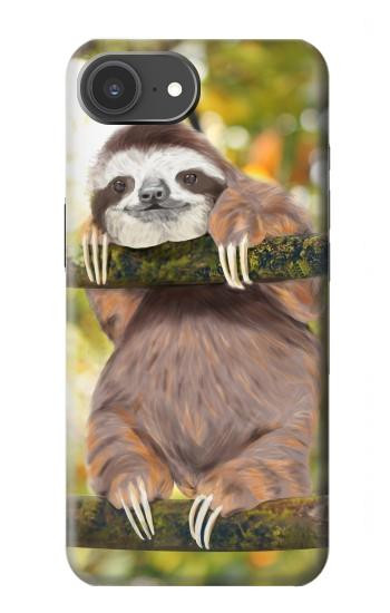 S3138 Cute Baby Sloth Paint Hülle Schutzhülle Taschen für iPhone 17e