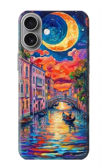 S4083 Colorful Painting Moonlit Venice City Hülle Schutzhülle Taschen für iPhone 16 plus