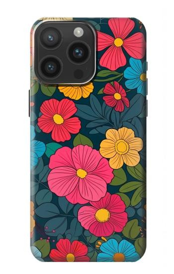 S4105 Vibrant Colorful Floral Pattern Hülle Schutzhülle Taschen für iPhone 15 Pro Max