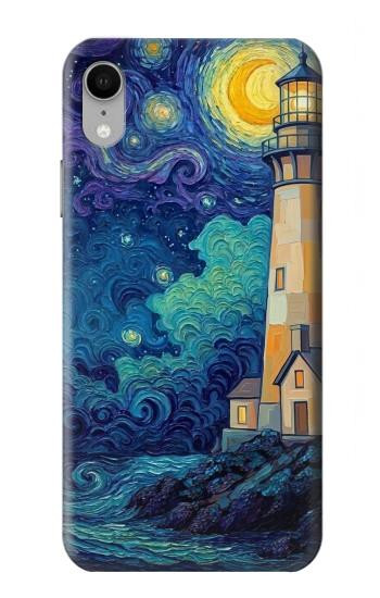 S4092 Moonlit Lighthouse Coastal Painting Hülle Schutzhülle Taschen für iPhone XR