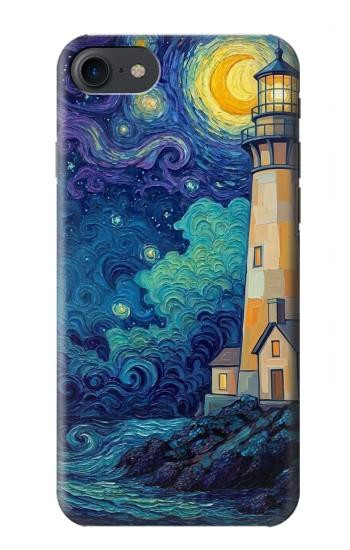 S4092 Moonlit Lighthouse Coastal Painting Hülle Schutzhülle Taschen für iPhone 7, iPhone 8, iPhone SE (2020) (2022)