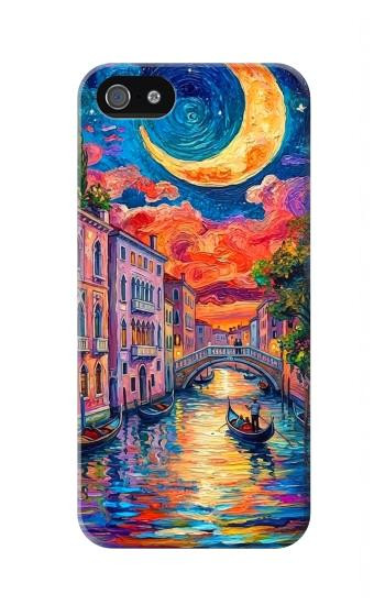 S4083 Colorful Painting Moonlit Venice City Hülle Schutzhülle Taschen für iPhone 5 5S SE