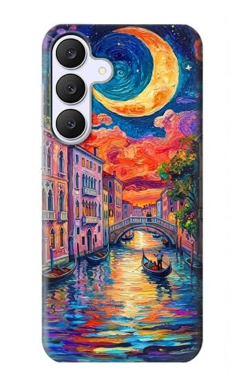 S4083 Colorful Painting Moonlit Venice City Hülle Schutzhülle Taschen für Samsung Galaxy S25 FE