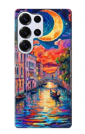 S4083 Colorful Painting Moonlit Venice City Hülle Schutzhülle Taschen für Samsung Galaxy S25 Ultra