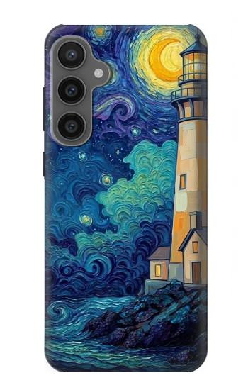 S4092 Moonlit Lighthouse Coastal Painting Hülle Schutzhülle Taschen für Samsung Galaxy S23 FE