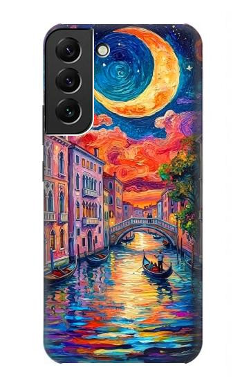 S4083 Colorful Painting Moonlit Venice City Hülle Schutzhülle Taschen für Samsung Galaxy S22 Plus