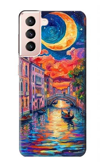 S4083 Colorful Painting Moonlit Venice City Hülle Schutzhülle Taschen für Samsung Galaxy S21 5G