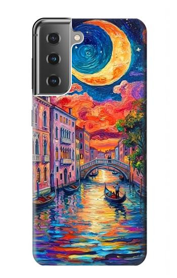 S4083 Colorful Painting Moonlit Venice City Hülle Schutzhülle Taschen für Samsung Galaxy S21 Plus 5G, Galaxy S21+ 5G