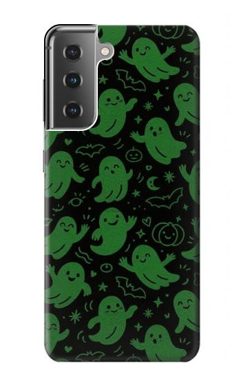 S4087 Cute Green Ghost Cartoon Pattern Hülle Schutzhülle Taschen für Samsung Galaxy S21 Plus 5G, Galaxy S21+ 5G