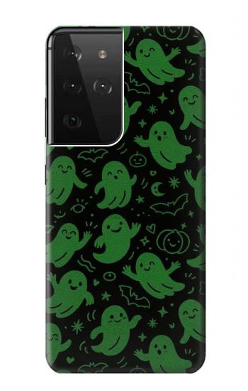 S4087 Cute Green Ghost Cartoon Pattern Hülle Schutzhülle Taschen für Samsung Galaxy S21 Ultra 5G