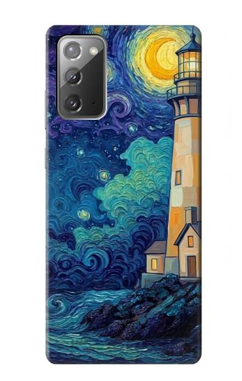 S4092 Moonlit Lighthouse Coastal Painting Hülle Schutzhülle Taschen für Samsung Galaxy Note 20