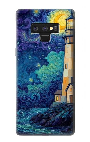 S4092 Moonlit Lighthouse Coastal Painting Hülle Schutzhülle Taschen für Note 9 Samsung Galaxy Note9