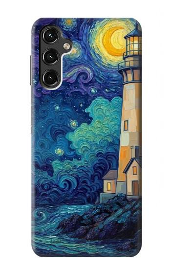 S4092 Moonlit Lighthouse Coastal Painting Hülle Schutzhülle Taschen für Samsung Galaxy A14 5G