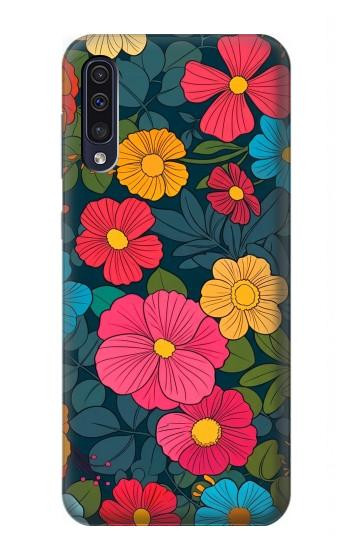 S4105 Vibrant Colorful Floral Pattern Hülle Schutzhülle Taschen für Samsung Galaxy A50