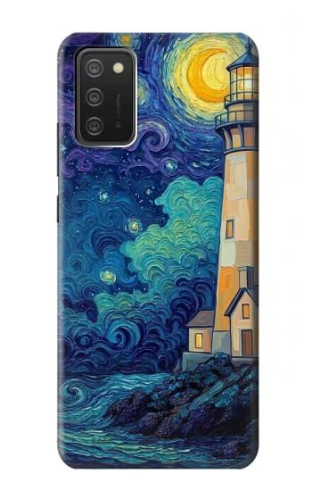 S4092 Moonlit Lighthouse Coastal Painting Hülle Schutzhülle Taschen für Samsung Galaxy A03S