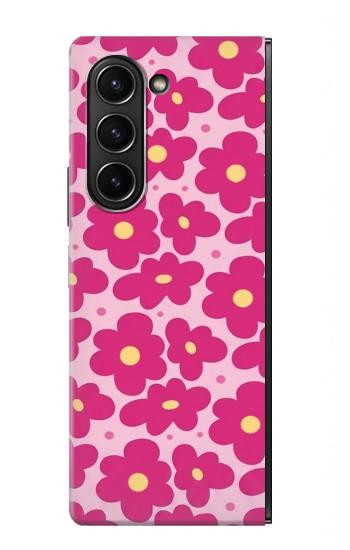 S4097 Pink Floral Seamless Pattern Design Hülle Schutzhülle Taschen für Samsung Galaxy Z Fold 5