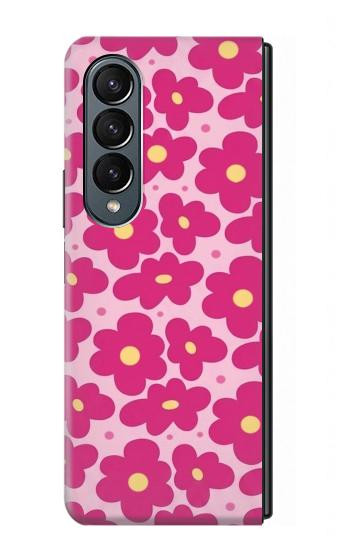 S4097 Pink Floral Seamless Pattern Design Hülle Schutzhülle Taschen für Samsung Galaxy Z Fold 4