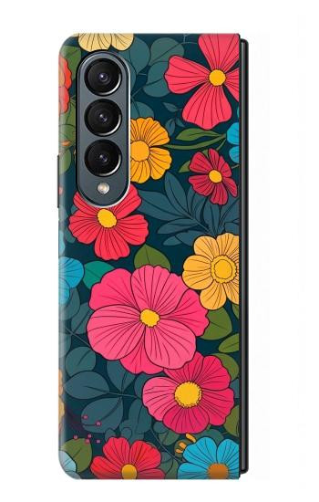 S4105 Vibrant Colorful Floral Pattern Hülle Schutzhülle Taschen für Samsung Galaxy Z Fold 4