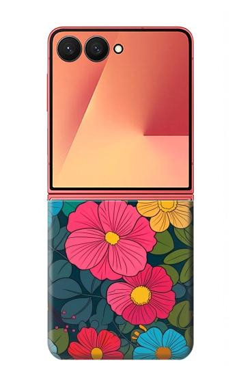S4105 Vibrant Colorful Floral Pattern Hülle Schutzhülle Taschen für Samsung Galaxy Z Flip 7