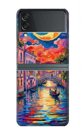 S4083 Colorful Painting Moonlit Venice City Hülle Schutzhülle Taschen für Samsung Galaxy Z Flip 3 5G