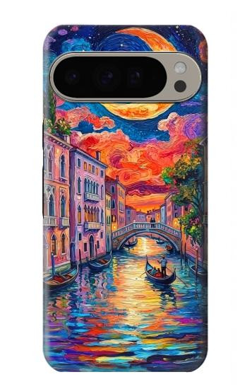 S4083 Colorful Painting Moonlit Venice City Hülle Schutzhülle Taschen für Google Pixel 9 Pro XL