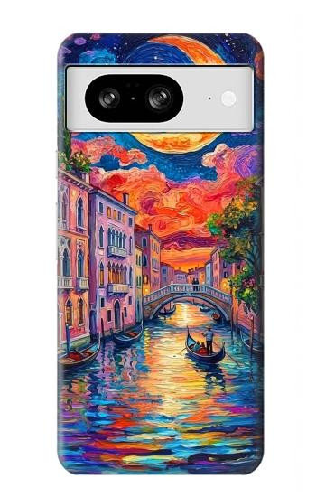 S4083 Colorful Painting Moonlit Venice City Hülle Schutzhülle Taschen für Google Pixel 8