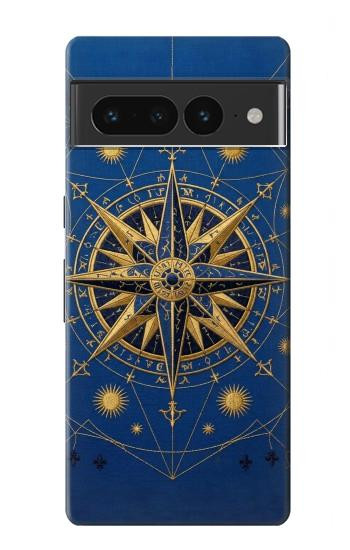 S4086 Nautical Compass Maritime Design Hülle Schutzhülle Taschen für Google Pixel 7 Pro