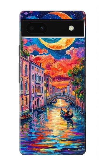 S4083 Colorful Painting Moonlit Venice City Hülle Schutzhülle Taschen für Google Pixel 6a