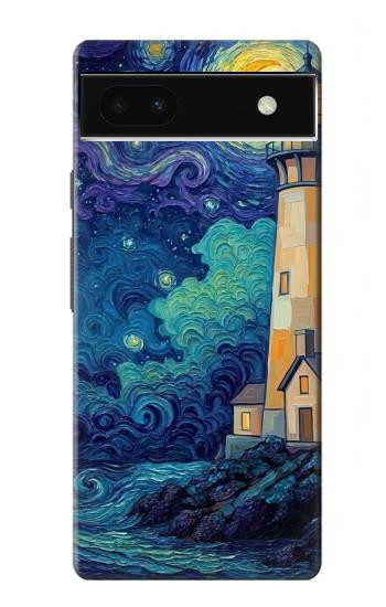 S4092 Moonlit Lighthouse Coastal Painting Hülle Schutzhülle Taschen für Google Pixel 6a