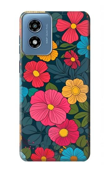 S4105 Vibrant Colorful Floral Pattern Hülle Schutzhülle Taschen für Motorola Moto G Play 4G (2024)