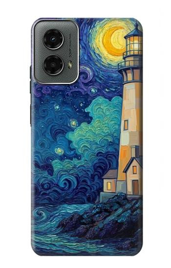 S4092 Moonlit Lighthouse Coastal Painting Hülle Schutzhülle Taschen für Motorola Moto G 5G (2024)