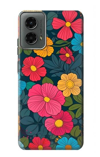 S4105 Vibrant Colorful Floral Pattern Hülle Schutzhülle Taschen für Motorola Moto G 5G (2024)