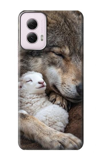 S4089 Gentle Wolf And Lamb Friendship Art Hülle Schutzhülle Taschen für Motorola Moto G Power 5G (2024)