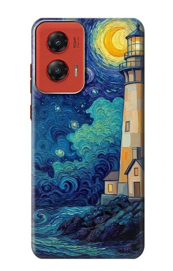 S4092 Moonlit Lighthouse Coastal Painting Hülle Schutzhülle Taschen für Motorola Moto G Stylus 5G (2024)