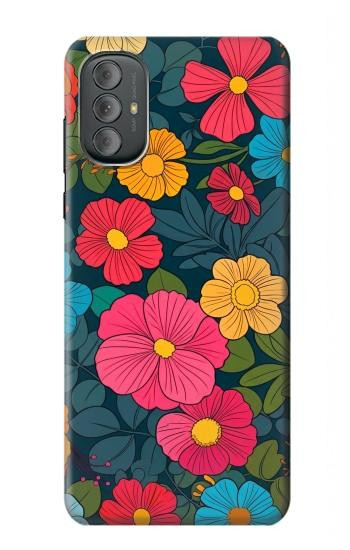 S4105 Vibrant Colorful Floral Pattern Hülle Schutzhülle Taschen für Motorola Moto G Power 2022, G Play 2023
