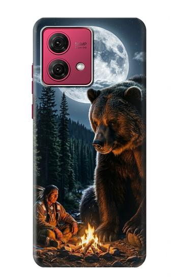 S4095 Majestic Bear Indian Wilderness Art Hülle Schutzhülle Taschen für Motorola Moto G84