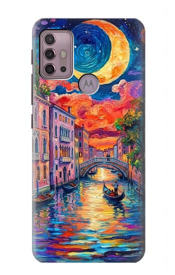 S4083 Colorful Painting Moonlit Venice City Hülle Schutzhülle Taschen für Motorola Moto G30, G20, G10