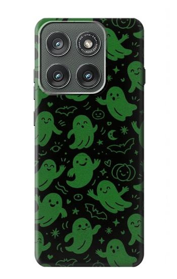 S4087 Cute Green Ghost Cartoon Pattern Hülle Schutzhülle Taschen für Motorola Edge (2025)