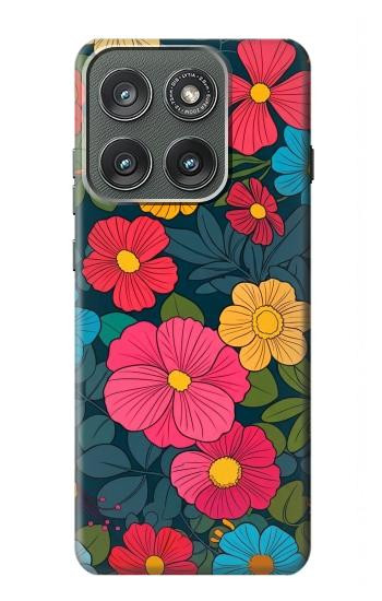 S4105 Vibrant Colorful Floral Pattern Hülle Schutzhülle Taschen für Motorola Edge (2025)