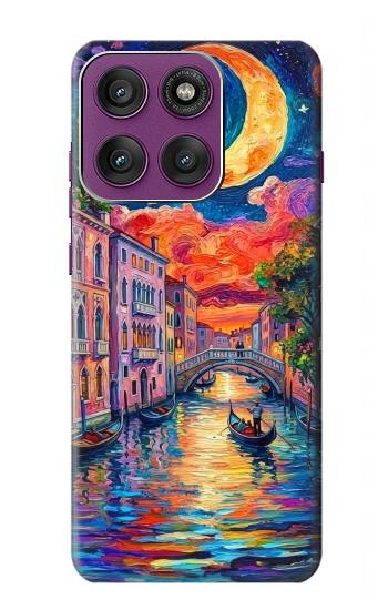 S4083 Colorful Painting Moonlit Venice City Hülle Schutzhülle Taschen für Motorola Edge 60 Pro