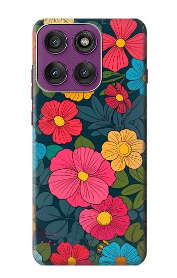 S4105 Vibrant Colorful Floral Pattern Hülle Schutzhülle Taschen für Motorola Edge 60 Pro