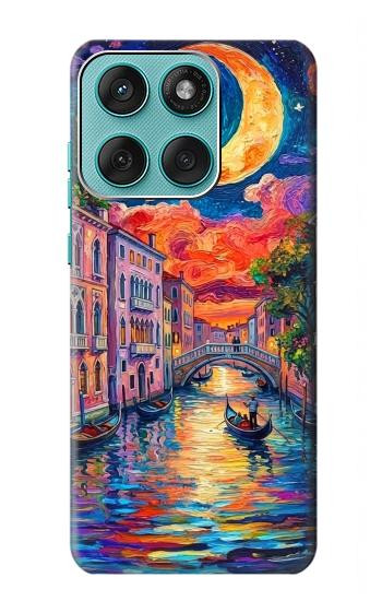 S4083 Colorful Painting Moonlit Venice City Hülle Schutzhülle Taschen für Motorola Edge 60 Fusion